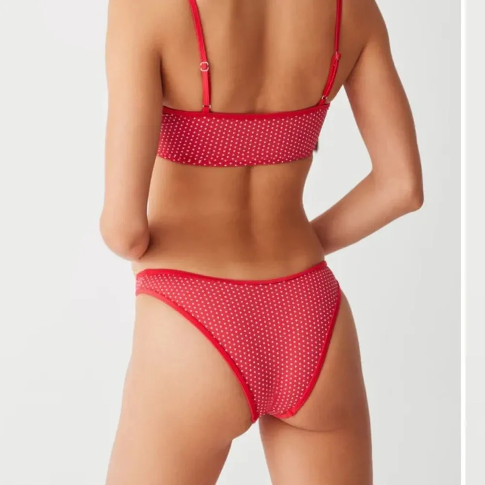 NWT Frankie’s Bikinis Dove Catalina Bikini Bottom in Scarlet Red Dot- Size Large